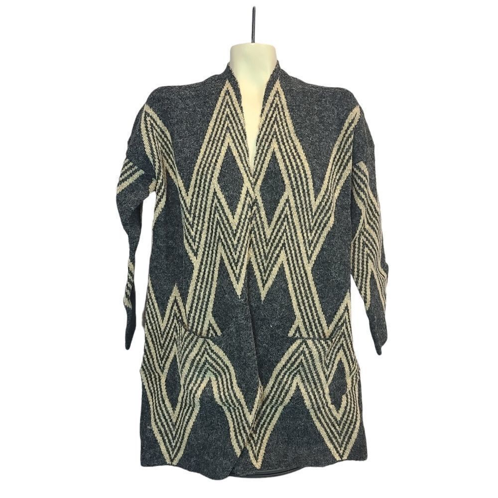 Joan‎ Vass Grey/Taupe Open Front Cardigan Size Medium